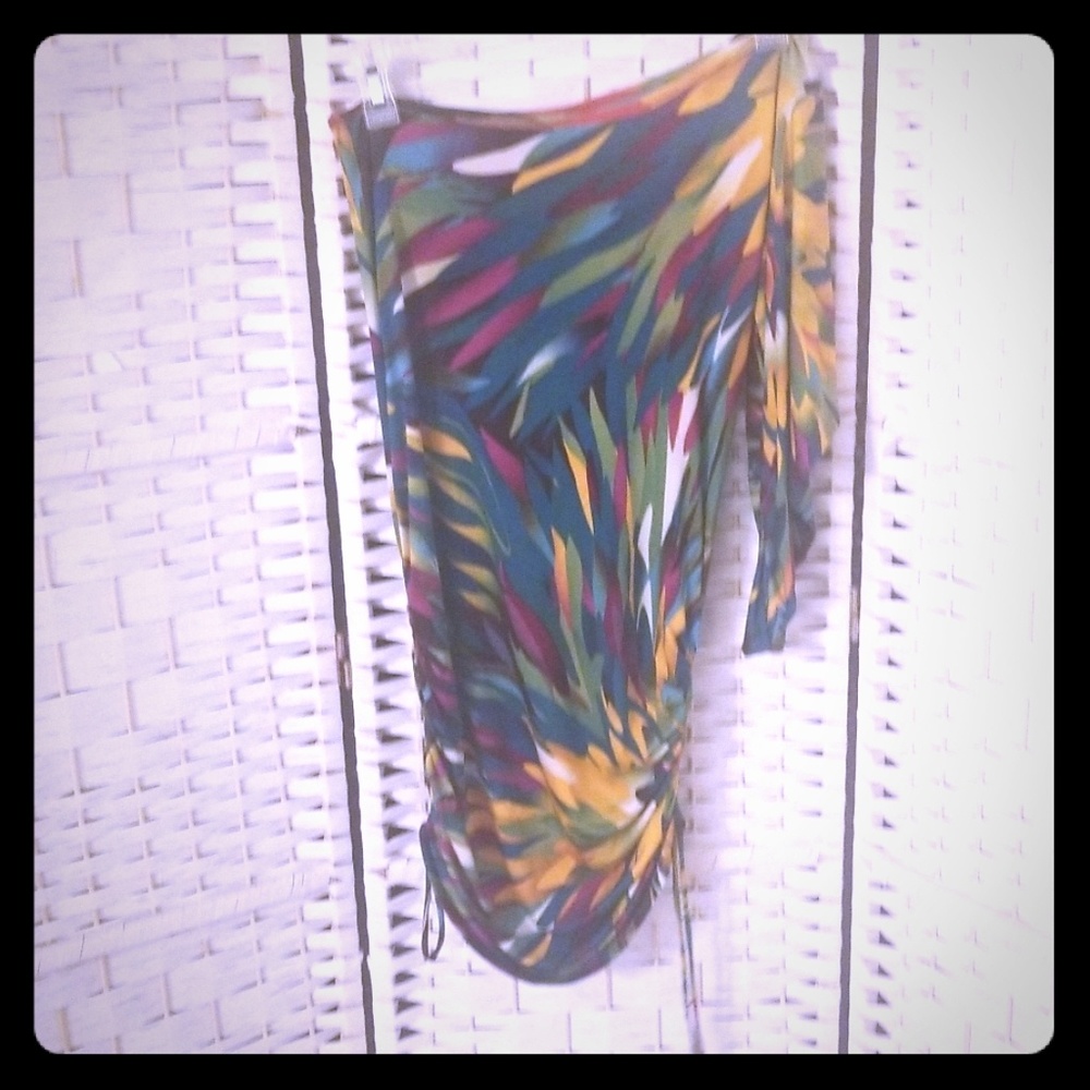 One shoulder tropical dress